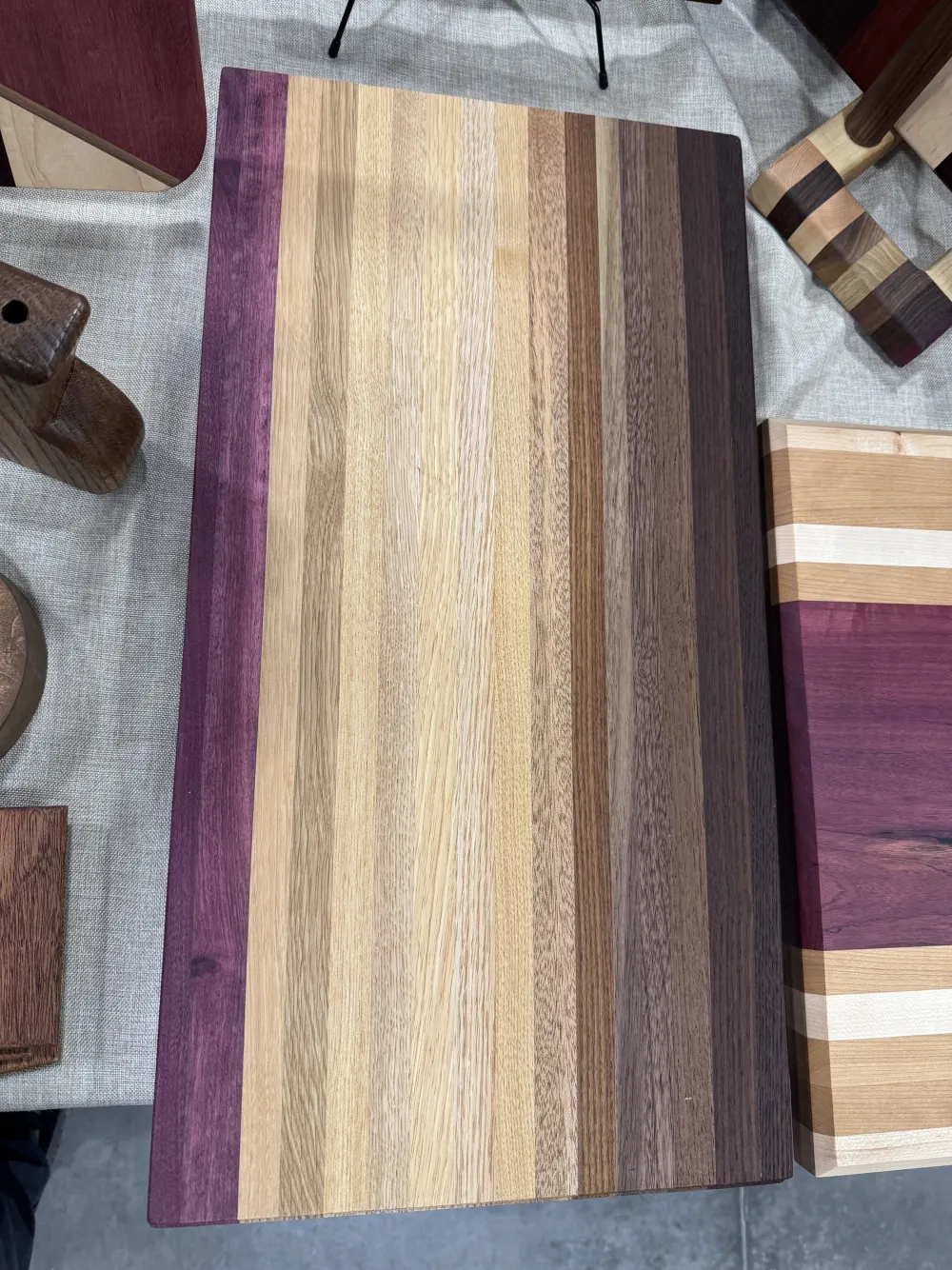 Rainbow Side Grain Cutting Board handmade by Wood Dust Creations